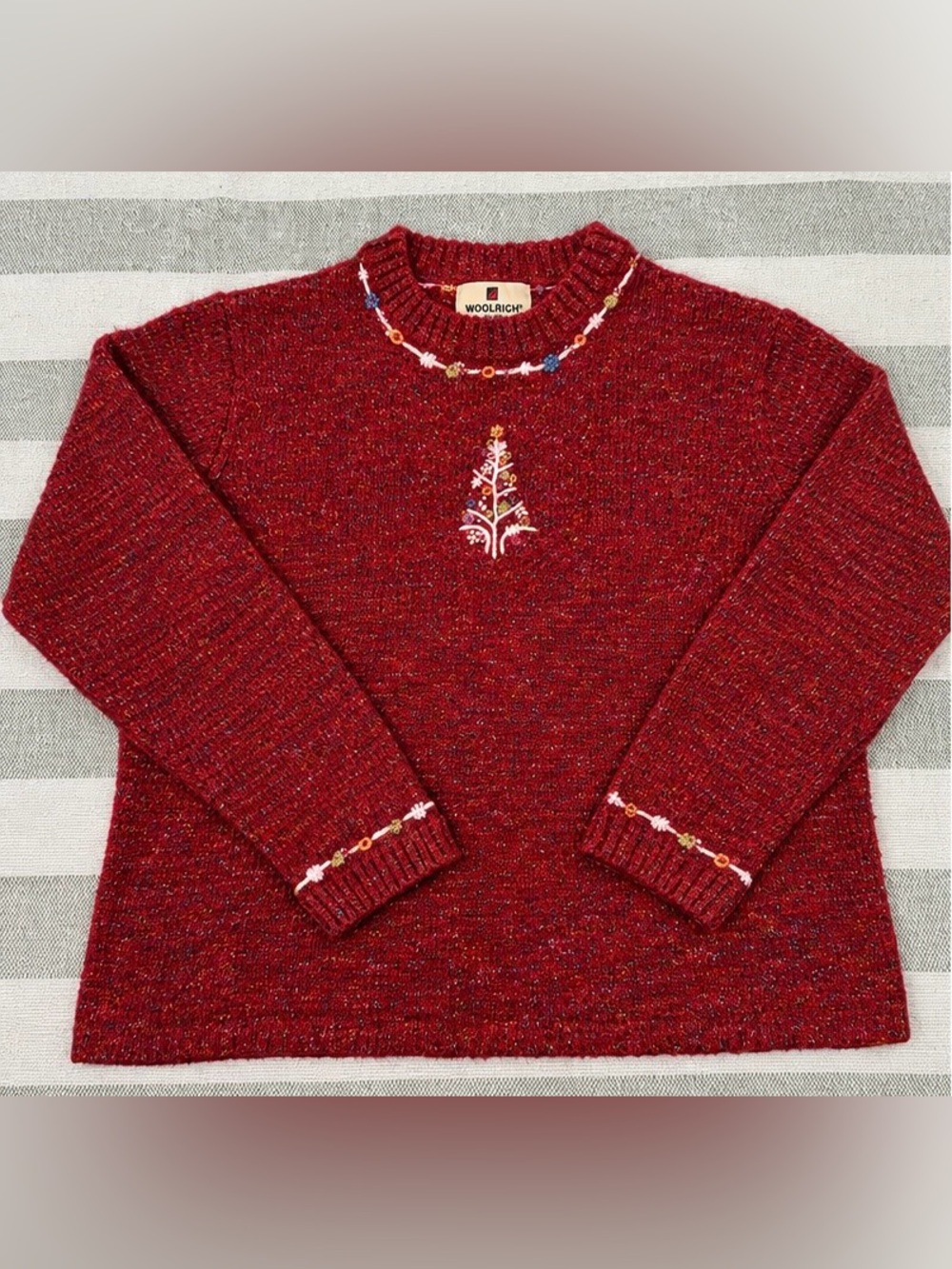 Woolrich Women’s Christmas Wool Blend Embroidered Sweater Speckled
